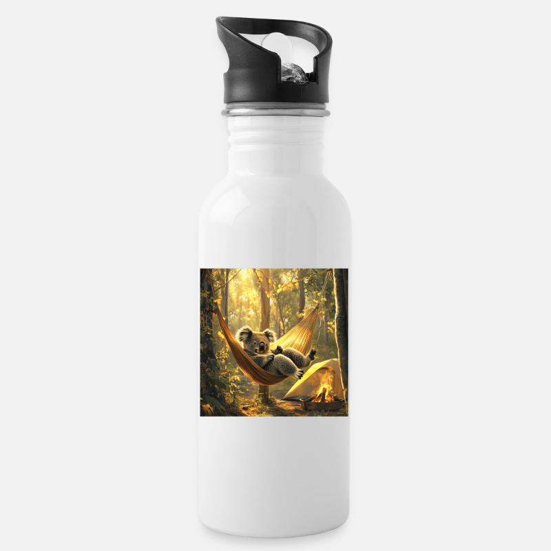 Koala - Trinkflasche mit integriertem Trinkhalm - Weiß
