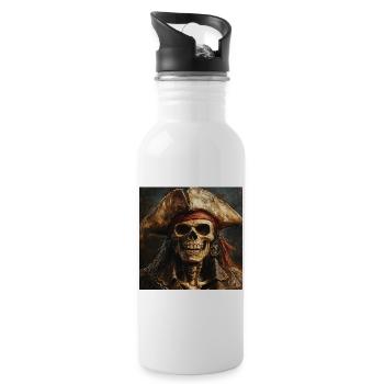 Piratenskelett - Trinkflasche mit integriertem Trinkhalm - Weiß - Rechts