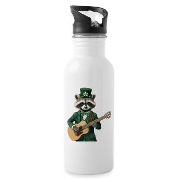 Waschbär - Trinkflasche mit integriertem Trinkhalm - Weiß - Rechts