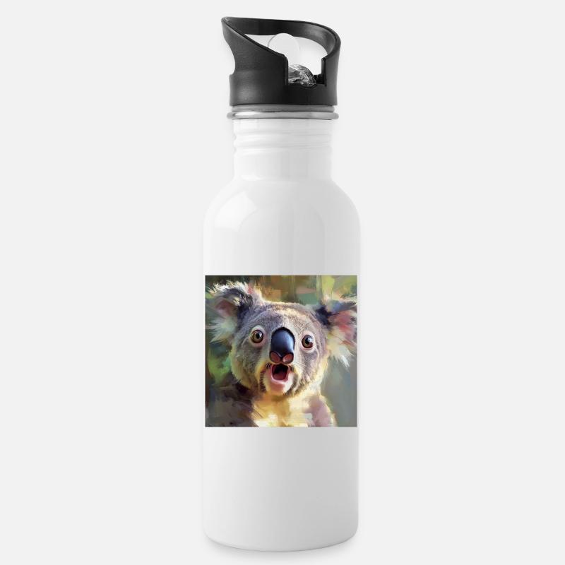 Koala - Trinkflasche mit integriertem Trinkhalm - Weiß