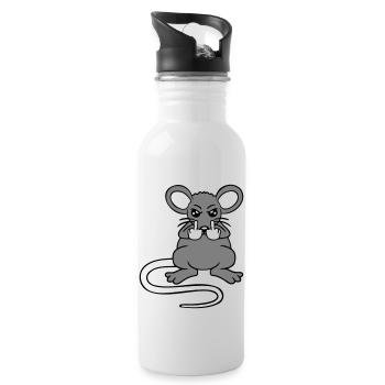 Mouse Nasty Angry Frustrated Aggressive Middle Finger - Water bottle with straw - white - Right
