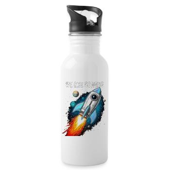 RAKETE WE ARE COMING - Trinkflasche mit integriertem Trinkhalm - Weiß - Rechts