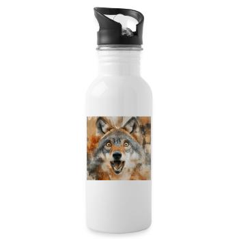 Wolf - Trinkflasche mit integriertem Trinkhalm - Weiß - Rechts