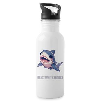 Great White Sharks Great White Shark - Water bottle with straw - white - Right