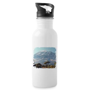 Berg Kalimanjaro - Trinkflasche mit integriertem Trinkhalm - Weiß - Rechts