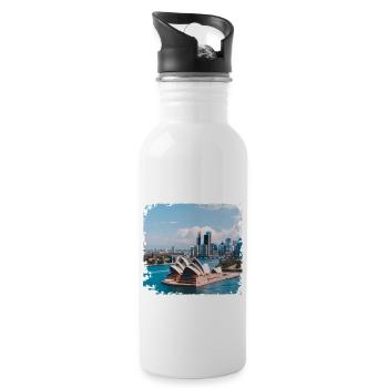 Opernhaus in Sydney - Trinkflasche mit integriertem Trinkhalm - Weiß - Rechts