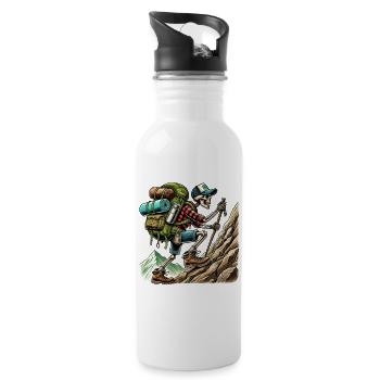 Skeleton Hiker Mountaineering Adventure - Water bottle with straw - white - Right