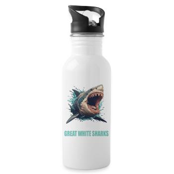 Great White Sharks Great White Shark - Water bottle with straw - white - Right