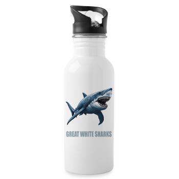 Great White Sharks Great White Shark - Water bottle with straw - white - Right