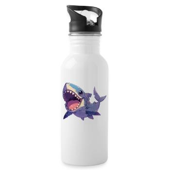 Haie Hai - Trinkflasche mit integriertem Trinkhalm - Weiß - Rechts