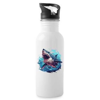 Haie Hai - Trinkflasche mit integriertem Trinkhalm - Weiß - Rechts