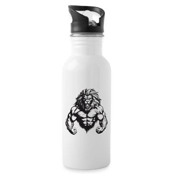 Lion Muscles Gym Musculation - Gourde avec paille intégrée - blanc - Droite