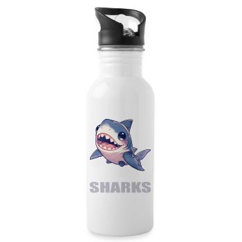 Haie Hai - Trinkflasche mit integriertem Trinkhalm - Weiß - Rechts