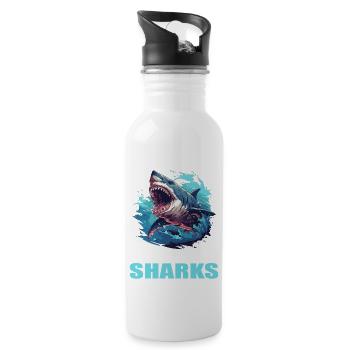 Sharks Shark - Water bottle with straw - white - Right