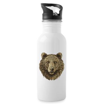 Portrait d’ours - Gourde avec paille intégrée - blanc - Droite