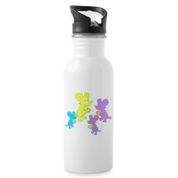 Retro Mäuse Maus 80er 90er Vintage Kinder Kind - Trinkflasche mit integriertem Trinkhalm - Weiß - Rechts