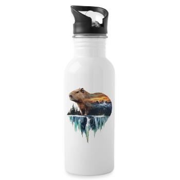 Wasserschwein - Trinkflasche mit integriertem Trinkhalm - Weiß - Rechts