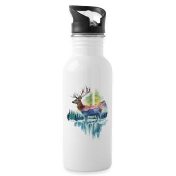 Reh - Trinkflasche mit integriertem Trinkhalm - Weiß - Rechts