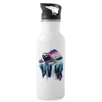 Faultier - Trinkflasche mit integriertem Trinkhalm - Weiß - Rechts