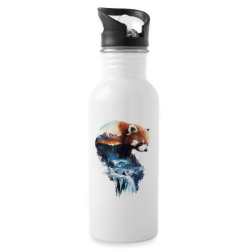 Roter Panda - Trinkflasche mit integriertem Trinkhalm - Weiß - Rechts