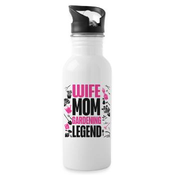 Plant Lover Gardening Wife Mom - Trinkflasche mit integriertem Trinkhalm - Weiß - Rechts