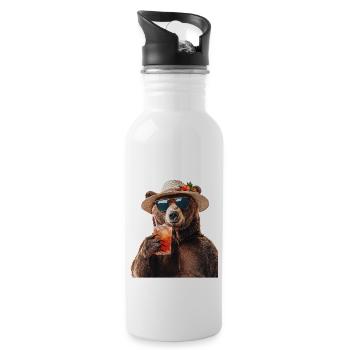 Tragen - Trinkflasche mit integriertem Trinkhalm - Weiß - Rechts