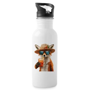 Fuchs - Trinkflasche mit integriertem Trinkhalm - Weiß - Rechts