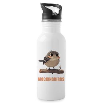 Spottdrosseln Spottdrossel - Trinkflasche mit integriertem Trinkhalm - Weiß - Rechts