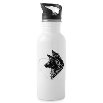 Deutscher Schäferhund - Trinkflasche mit integriertem Trinkhalm - Weiß - Rechts
