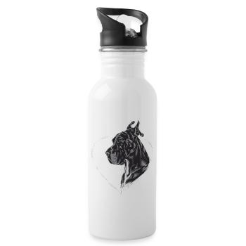 Deutsche Dogge - Trinkflasche mit integriertem Trinkhalm - Weiß - Rechts