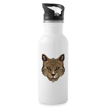 Cat Portrait - Water bottle with straw - white - Right
