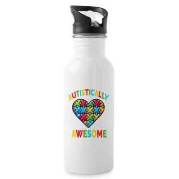 Autismus Journée de sensibilisation à l’autisme Autistically Awesome - Gourde avec paille intégrée - blanc - Droite