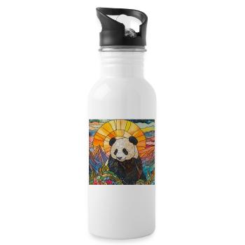 Panda - Trinkflasche mit integriertem Trinkhalm - Weiß - Rechts