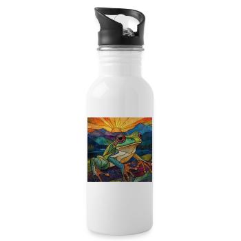 Frosch - Trinkflasche mit integriertem Trinkhalm - Weiß - Rechts
