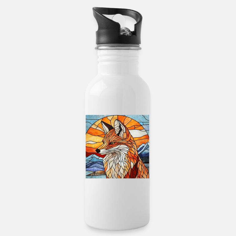 Fuchs - Trinkflasche mit integriertem Trinkhalm - Weiß