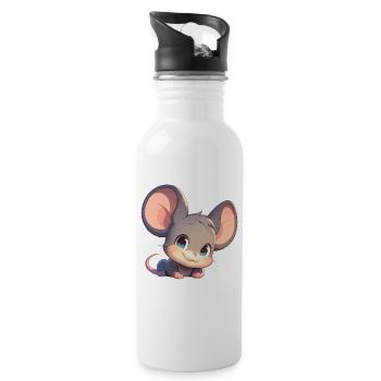 Mäuse Maus - Trinkflasche mit integriertem Trinkhalm - Weiß - Rechts