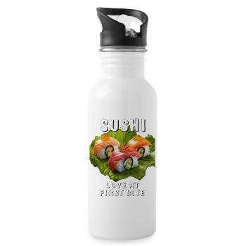 SUSHI LOVE AT FIRST BITE - Trinkflasche mit integriertem Trinkhalm - Weiß - Rechts
