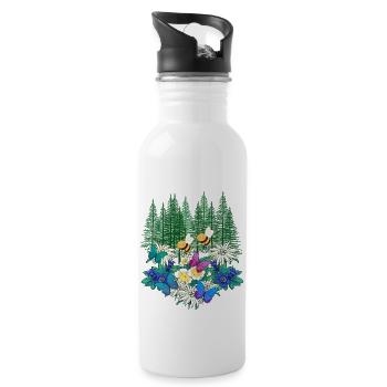 Forest Nature Spring Bee Bees Bumblebee - Water bottle with straw - white - Right