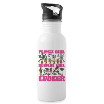 Plant Lover Gardening Girl Plant - Trinkflasche mit integriertem Trinkhalm - Weiß - Rechts