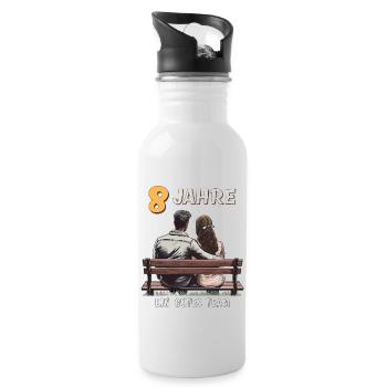 8 YEARS A GOOD TEAM MAN WOMAN - Water bottle with straw - white - Right