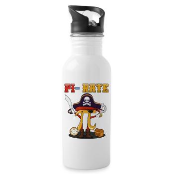 Pi-Rate Abenteuer Zum Pi-Tag Entdecken - Trinkflasche mit integriertem Trinkhalm - Weiß - Rechts