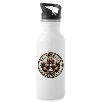 Camping Coffee Camper Bear Campsite Campfire - Water bottle with straw - white - Right