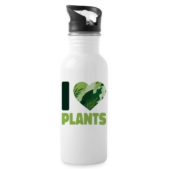 Plant Lover Gardening Heart I Love - Trinkflasche mit integriertem Trinkhalm - Weiß - Rechts
