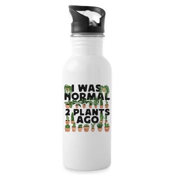 Plant Lover Gardening I Was Normal - Trinkflasche mit integriertem Trinkhalm - Weiß - Rechts