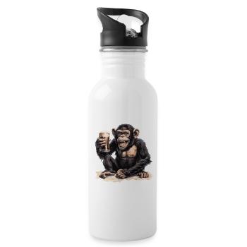 Bière de singe drôle - Gourde avec paille intégrée - blanc - Droite