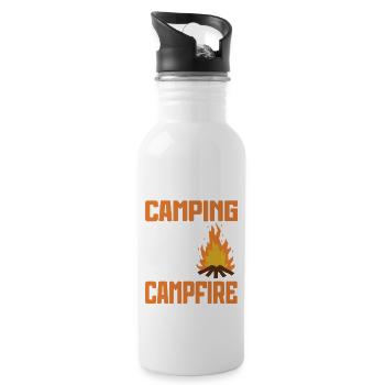 Camping Campfire Camper - Trinkflasche mit integriertem Trinkhalm - Weiß - Rechts