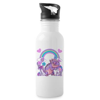 Echse Drache Drachen - Trinkflasche mit integriertem Trinkhalm - Weiß - Rechts