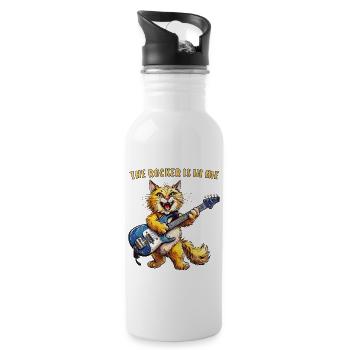 GUITARE DE CHAT LE ROCKER EST EN MOI - Gourde avec paille intégrée - blanc - Droite