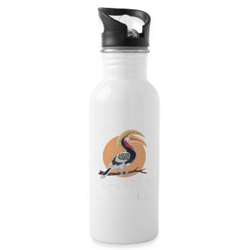 Nashornvogel - Trinkflasche mit integriertem Trinkhalm - Weiß - Rechts