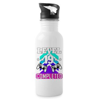 19 Birthday - Water bottle with straw - white - Right